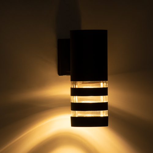 GLOBOSTAR® ORION 77882 Μοντέρνο Φωτιστικό Τοίχου - Απλίκα με Ντουί 1 x GU10 AC 220-240V Αδιάβροχο IP65 - Μαύρο Ματ - Μ9 x Π15 x Υ23.2cm