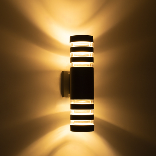 GLOBOSTAR® ORION 77885 Μοντέρνο Φωτιστικό Τοίχου - Απλίκα με Ντουί 2 x GU10 AC 220-240V Αδιάβροχο IP65 - Γκρι Ματ - Μ9 x Π15 x Υ35.5cm