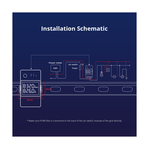 GloboStar® 80079 SONOFF POW Elite POWR316D Smart WiFi Real Time Power Consumption AC 100-240V MAX 16A