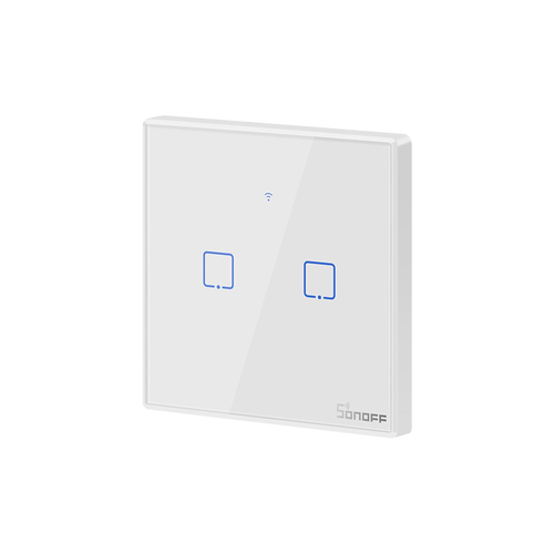 GloboStar® 80131  SONOFF T2EU2C-RF - 433MHz Wireless Smart Wall Touch Button Switch AC 100-240V Max 4A (2A/Way) 2 Way - RF Series