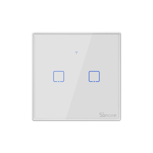 GloboStar® 80131  SONOFF T2EU2C-RF - 433MHz Wireless Smart Wall Touch Button Switch AC 100-240V Max 4A (2A/Way) 2 Way - RF Series