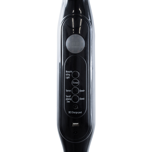 GloboStar® SOLARE-FAN 85358 Solar Fan Αυτόνομος Ηλιακός Επιδαπέδιος Ανεμιστήρας 25W 2 Λειτουργιών Ρεύματος με AC 220-240V ή με Φωτοβολταϊκό Panel 9V 15W & Επαναφορτιζόμενη Μπαταρία Li-ion 7.4V 6000mAh - 12 Ταχύτητες - Ασύρματο Χειριστήριο - Ενσωματωμένο USB 2.0 Charger Συσκευών - IP20 - Μ44 x Π37.5 x Υ132cm - Μαύρο - 2 Years Warranty