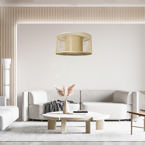 GLOBOSTAR® HIBISCUS 01936 Boho Κρεμαστό Φωτιστικό Οροφής με Ντουί 1 x E27 AC 220-240V IP20 - Μπεζ - Μ80 x Π80 x Υ38cm