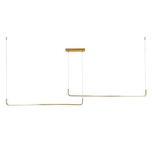 GLOBOSTAR® LINARIA DUO 60926 Μοντέρνο Κρεμαστό Φωτιστικό Οροφής LED 72W 8300lm 200° AC 220-240V IP20 Ρυθμιζόμενο Λευκό CCT με Χειριστήριο από 2700K έως 6000K Dimmable - Lumileds SMD Chip - Χρυσό Βούρτσας - Μ220 x Π4 x Υ25cm - 3 Χρόνια Εγγύηση