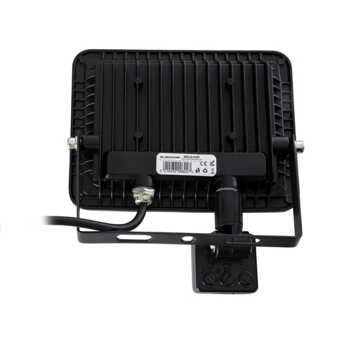 GLOBOSTAR® AURORA 64139 Προβολέας με Ανιχνευτή PIR / Αισθητήρα Κίνησης LED 30W 3750lm 120° AC 220-240V Αδιάβροχο IP67 Ψυχρό Λευκό 6000K - Lumileds SMD Chip - TÜV Rheinland Certified - Μαύρο Ματ - Μ16 x Π5 x Υ17.5cm - 3 Χρόνια Εγγύηση