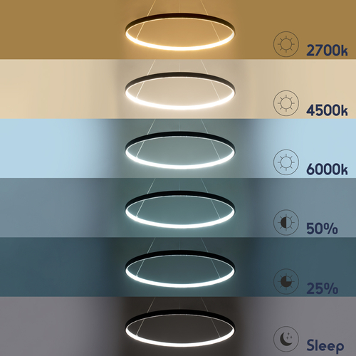 GLOBOSTAR® DIAMOND 61519 Μοντέρνο Κρεμαστό Φωτιστικό Οροφής LED 75W 8400lm 360° AC 220-240V IP20 Ρυθμιζόμενο Λευκό CCT με Χειριστήριο από 2700K έως 6000K Dimmable - Lumileds SMD Chip - Μαύρο Ματ - Μ100 x Π100 x Υ90cm - 3 Χρόνια Εγγύηση