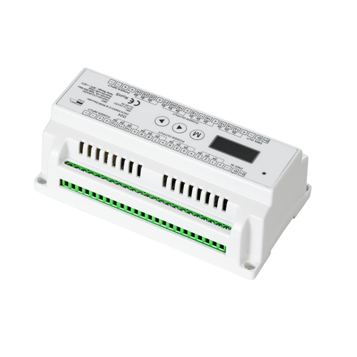 GloboStar® 71450 D24 SKYDANCE DC DMX & RDM Dimmer Din Rail Ράγας High Speed Controller / Decoder 24 Καναλιών DC 12-24V 24 x 3A 72W - Max 72.5A 1740W - IP20 Μ16 x Π9 x Υ6cm - 5 Years Warranty