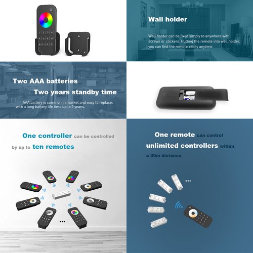 GLOBOSTAR® SKYDANCE-RT10 71544 RF Ασύρματο Χειριστήριο Αφής 4 Group για όλα τα Πολύχρωμα RGBW+WW SKYDANCE Controller - DC 3V 2 x AAA IP20 - RF2.4Ghz - Μ12.2 x Π5.3 x Υ1.7cm - 5 Χρόνια Εγγύηση