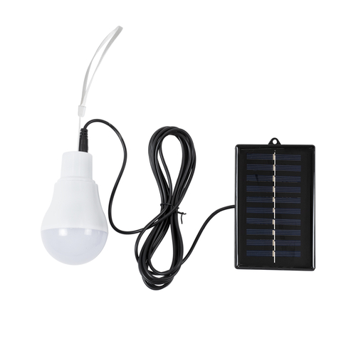 GLOBOSTAR® SOLARLAMP 71502 Λάμπα A60 LED 3W 150lm 260° DC 5V με Φωτοβολταϊκό Panel 5V 0.2W & Επαναφορτιζόμενη Μπαταρία Li-ion 3.2V 600mAh IP20 Ψυχρό Λευκό 6000K - Μ6 x Π6 x Υ10cm - 2 Χρόνια Εγγύηση