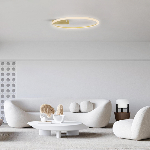 GLOBOSTAR® CINDERELLA 60982 Μοντέρνο Φωτιστικό Οροφής LED 30W 3360lm 360° AC 220-240V IP20 Ρυθμιζόμενο Λευκό CCT με Χειριστήριο από 2700K έως 6000K Dimmable - Lumileds SMD Chip - Χρυσό Βούρτσας - Μ50 x Π50 x Υ5cm - 3 Χρόνια Εγγύηση