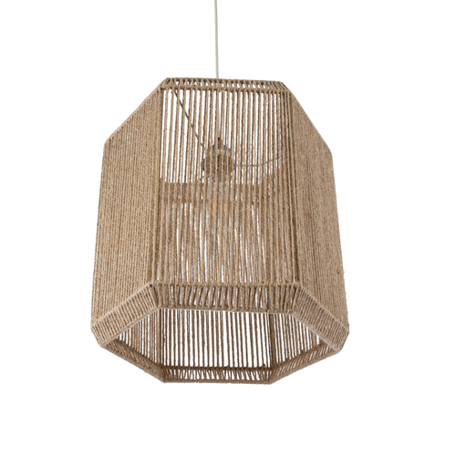 GLOBOSTAR® CAYMAN 00519 Boho Κρεμαστό Φωτιστικό Οροφής με Ντουί 1 x E27 AC 220-240V IP20 - Μπεζ - Μ40 x Π40 x Υ40cm