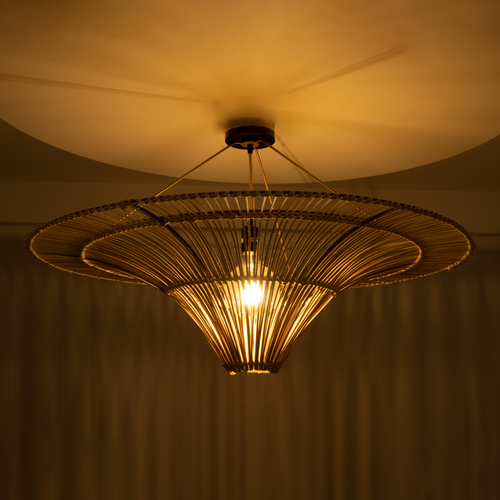 GLOBOSTAR® PALERMO 02153 Boho Φωτιστικό Οροφής με Ντουί 1 x E27 AC 220-240V IP20 - Μπεζ - Μ100 x Π100 x Υ55cm