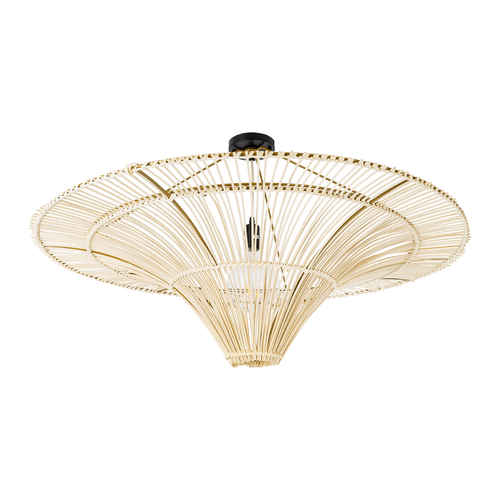 GLOBOSTAR® PALERMO 02153 Boho Φωτιστικό Οροφής με Ντουί 1 x E27 AC 220-240V IP20 - Μπεζ - Μ100 x Π100 x Υ55cm