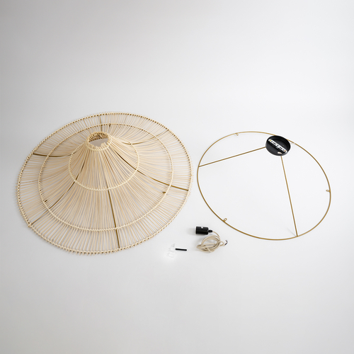 GLOBOSTAR® PALERMO 02153 Boho Φωτιστικό Οροφής με Ντουί 1 x E27 AC 220-240V IP20 - Μπεζ - Μ100 x Π100 x Υ55cm