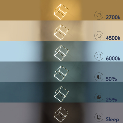 GLOBOSTAR® KIBOO 60930 Μοντέρνο Κρεμαστό Φωτιστικό Οροφής LED 36W 4150lm 360° AC 220-240V IP20 Ρυθμιζόμενο Λευκό CCT με Χειριστήριο από 2700K έως 6000K Dimmable - Lumileds SMD Chip - Χρυσό Βούρτσας - Μ40 x Π40 x Υ40cm - 3 Χρόνια Εγγύηση