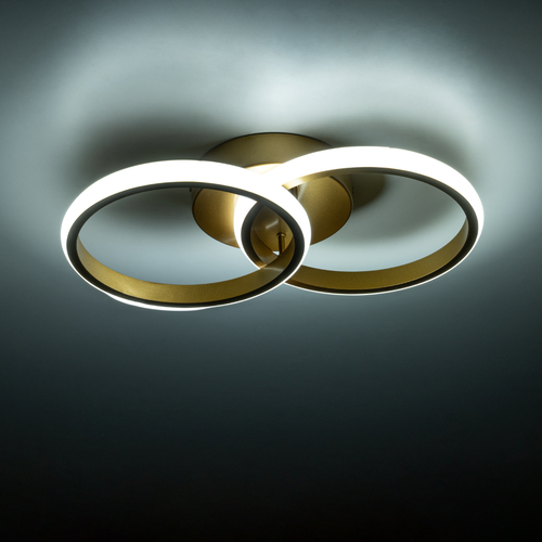 GLOBOSTAR® CORA 61060 Μοντέρνο Φωτιστικό Οροφής LED 18W 2160lm 300° AC 220-240V IP20 Ρυθμιζόμενο Λευκό CCT με On/Off 2700K/4500K/6000K - Lumileds SMD Chip - Χρυσό Βούρτσας - Μ36 x Π20.5 x Υ7cm - 3 Χρόνια Εγγύηση