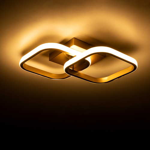 GLOBOSTAR® NORA 61063 Μοντέρνο Φωτιστικό Οροφής LED 22W 2640lm 300° AC 220-240V IP20 Ρυθμιζόμενο Λευκό CCT με On/Off 2700K/4500K/6000K - Lumileds SMD Chip - Χρυσό Βούρτσας - Μ40 x Π24 x Υ7cm - 3 Χρόνια Εγγύηση