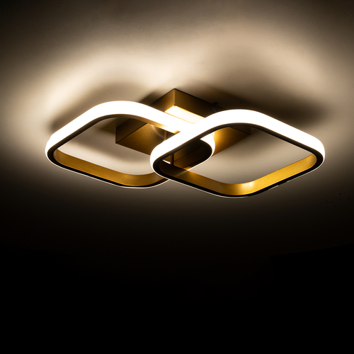 GLOBOSTAR® NORA 61063 Μοντέρνο Φωτιστικό Οροφής LED 22W 2640lm 300° AC 220-240V IP20 Ρυθμιζόμενο Λευκό CCT με On/Off 2700K/4500K/6000K - Lumileds SMD Chip - Χρυσό Βούρτσας - Μ40 x Π24 x Υ7cm - 3 Χρόνια Εγγύηση