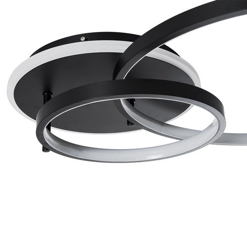 GLOBOSTAR® NEMESIS 61105 Μοντέρνο Φωτιστικό Οροφής LED 67W 7573lm 360° AC 220-240V IP20 Ρυθμιζόμενο Λευκό CCT με Χειριστήριο από 2700K έως 6000K Dimmable - Lumileds SMD Chip - Μαύρο Ματ - Μ84 x Π45 x Υ13cm - 3 Χρόνια Εγγύηση