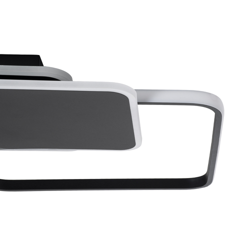 GLOBOSTAR® SQUARO 61231 Μοντέρνο Φωτιστικό Οροφής LED 75W 8400lm 360° AC 220-240V IP20 Ρυθμιζόμενο Λευκό CCT με Χειριστήριο από 2700K έως 6000K Dimmable - Lumileds SMD Chip - Μαύρο Ματ - Μ48.5 x Π51 x Υ9cm - 3 Χρόνια Εγγύηση