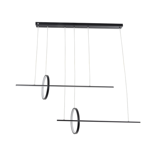 GLOBOSTAR® LINEARE 61290 Μοντέρνο Κρεμαστό Φωτιστικό Οροφής LED 67W 7504lm 300° AC 220-240V IP20 Ρυθμιζόμενο Λευκό CCT με Χειριστήριο από 2700K έως 6000K Dimmable - Lumileds SMD Chip - Μαύρο Ματ - Μ130 x Π25 x Υ60cm - 3 Χρόνια Εγγύηση