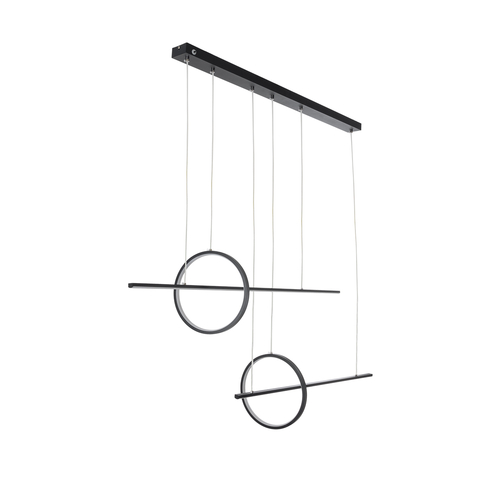 GLOBOSTAR® LINEARE 61290 Μοντέρνο Κρεμαστό Φωτιστικό Οροφής LED 67W 7504lm 300° AC 220-240V IP20 Ρυθμιζόμενο Λευκό CCT με Χειριστήριο από 2700K έως 6000K Dimmable - Lumileds SMD Chip - Μαύρο Ματ - Μ130 x Π25 x Υ60cm - 3 Χρόνια Εγγύηση