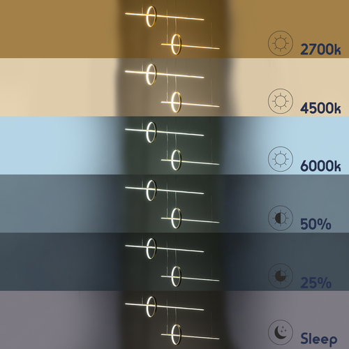 GLOBOSTAR® LINEARE 61291 Μοντέρνο Κρεμαστό Φωτιστικό Οροφής LED 67W 7504lm 300° AC 220-240V IP20 Ρυθμιζόμενο Λευκό CCT με Χειριστήριο από 2700K έως 6000K Dimmable - Lumileds SMD Chip - Χρυσό Βούρτσας - Μ130 x Π25 x Υ60cm - 3 Χρόνια Εγγύηση