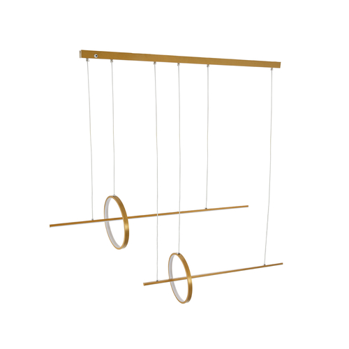 GLOBOSTAR® LINEARE 61291 Μοντέρνο Κρεμαστό Φωτιστικό Οροφής LED 67W 7504lm 300° AC 220-240V IP20 Ρυθμιζόμενο Λευκό CCT με Χειριστήριο από 2700K έως 6000K Dimmable - Lumileds SMD Chip - Χρυσό Βούρτσας - Μ130 x Π25 x Υ60cm - 3 Χρόνια Εγγύηση