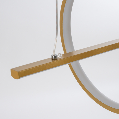 GLOBOSTAR® LINEARE 61291 Μοντέρνο Κρεμαστό Φωτιστικό Οροφής LED 67W 7504lm 300° AC 220-240V IP20 Ρυθμιζόμενο Λευκό CCT με Χειριστήριο από 2700K έως 6000K Dimmable - Lumileds SMD Chip - Χρυσό Βούρτσας - Μ130 x Π25 x Υ60cm - 3 Χρόνια Εγγύηση