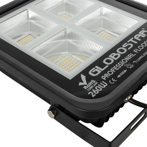 GLOBOSTAR® TITAN 61434 Προβολέας για Γήπεδα Tennis & Ποδοσφαίρου 5x5 LED 260W 32500lm 60°x90° AC 220-240V Αδιάβροχο IP67 Φυσικό Λευκό 5000K - Lumileds SMD Chip - TÜV Rheinland Certified - Μαύρο Ματ - Μ30 x Π8 x Υ28cm - 5 Χρόνια Εγγύηση
