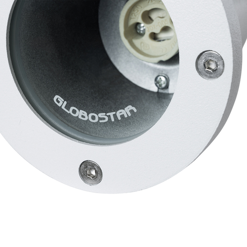 GloboStar® GARDELINI 61483 Καρφωτό Κινούμενο Φωτιστικό Σποτ Κήπου με Ντουί 1 x GU10 VDE Certified AC 220-240V Αδιάβροχο IP65 - Σώμα Αλουμινίου & Υψηλής Αντοχής Tempered Glass & Μ40cm VDE Καλώδιο Σύνδεσης - Φ10 x Υ30cm - Λευκό - 5 Χρόνια Εγγύηση