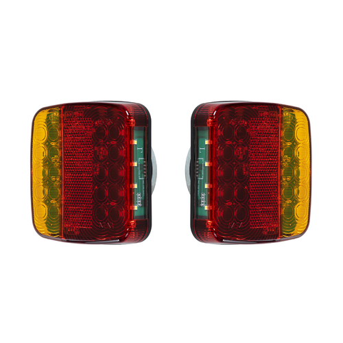 GloboStar® 85339 Ζευγάρι Ασύρματα Επαναφορτιζόμενα Φανάρια για Τρέιλερ LED 150W με Μαγνήτη & Επαναφορτιζόμενη Μπαταρία 2000mAh - Ασύρματος Πομπός & Δέκτης RF 2.4Ghz - Κόκκινο - Πορτοκαλί - Λευκό - Αδιάβροχα IP65 - Μ11 x Π11 x Υ5cm - 1 Χρόνο Εγγύηση