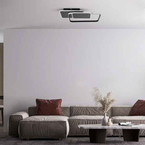 GLOBOSTAR® SQUARO 61231 Μοντέρνο Φωτιστικό Οροφής LED 75W 8400lm 360° AC 220-240V IP20 Ρυθμιζόμενο Λευκό CCT με Χειριστήριο από 2700K έως 6000K Dimmable - Lumileds SMD Chip - Μαύρο Ματ - Μ48.5 x Π51 x Υ9cm - 3 Χρόνια Εγγύηση