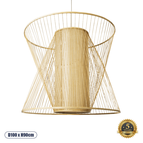 GLOBOSTAR® HIBISCUS 01926 Boho Κρεμαστό Φωτιστικό Οροφής με Ντουί 1 x E27 AC 220-240V IP20 - Μπεζ - Μ100 x Π100 x Υ90cm