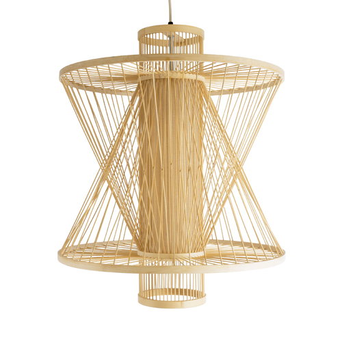 GLOBOSTAR® HIBISCUS 01931 Boho Κρεμαστό Φωτιστικό Οροφής με Ντουί 1 x E27 AC 220-240V IP20 - Μπεζ - Μ50 x Π50 x Υ60cm