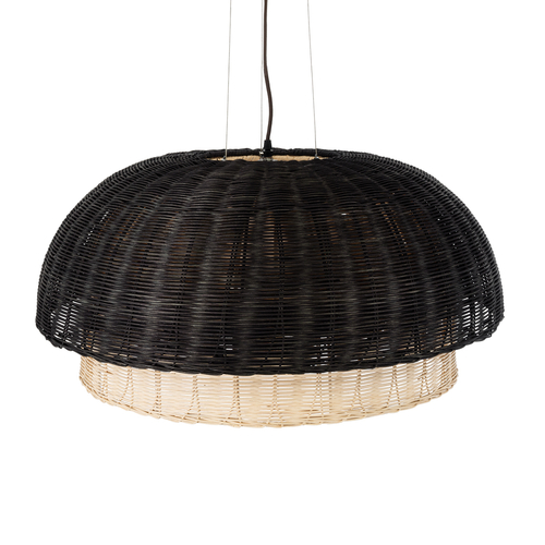 GLOBOSTAR® CORSICA 02216 Boho Κρεμαστό Φωτιστικό Οροφής με Ντουί 1 x E27 AC 220-240V IP20 - Μαύρο & Μπεζ - Μ70 x Π70 x Υ35cm