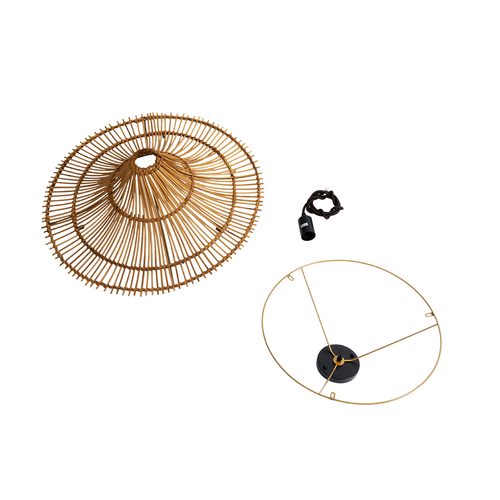 GLOBOSTAR® PALERMO 02308 Boho Φωτιστικό Οροφής με Ντουί 1 x E27 AC 220-240V IP20 - Καφέ - Μ60 x Π60 x Υ36cm