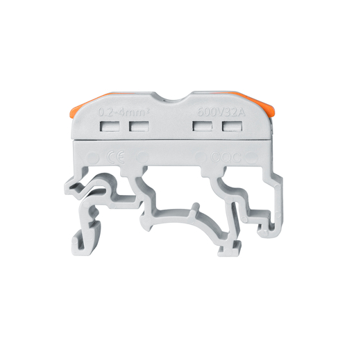 GloboStar® FAST-CONNECT 69904 Μονή Κλέμα Ράγας Ταχείας Σύνδεσης & Διακλάδωσης Καλωδίων για Ηλεκτρολογικούς Πίνακες - 1 x Είσοδος & 1 x Έξοδος με Συμβατή Διατομή Καλωδίων 0.2mm² έως 4mm² - 600V 32A Max - Μ4.5 x Π1 x Υ3.2cm - Γκρι & Πορτοκαλί - Πακέτο 10 Τεμαχίων - 5 Years Warranty