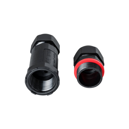 GloboStar® FAST-CONNECT 69916 Διπλός Ι Αδιάβροχος IP68 Σύνδεσμος Ταχείας Σύνδεσης & Διακλάδωσης Καλωδίων - 1 x Είσοδος & 1 x Έξοδος - Εσωτερική Τριπλή Κλέμα με Συμβατή Διατομή Καλωδίων 3 x 0.5mm² έως 3 x 4mm² - 450V 24A Max - Φ3 x Υ10.5cm - Μαύρο - 5 Years Warranty