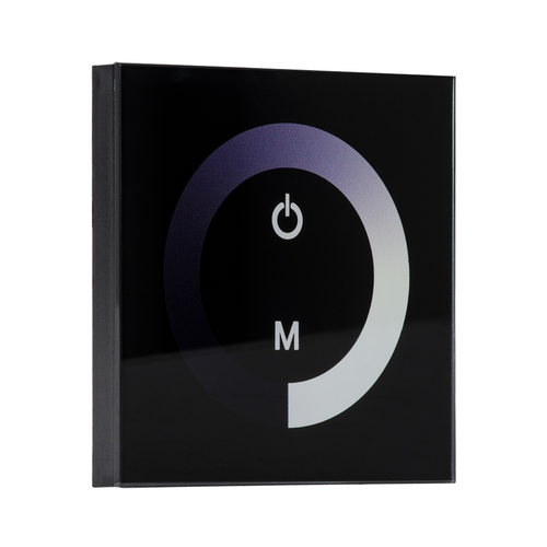 GLOBOSTAR® DIMTOUCH 73318 Dimmer Τοίχου με Touch Panel με 1 x 12A 288W Κανάλι DC 12-24V 12A 288W Max IP20 - Μ9 x Π9 x Υ3.5cm - 2 Χρόνια Εγγύηση