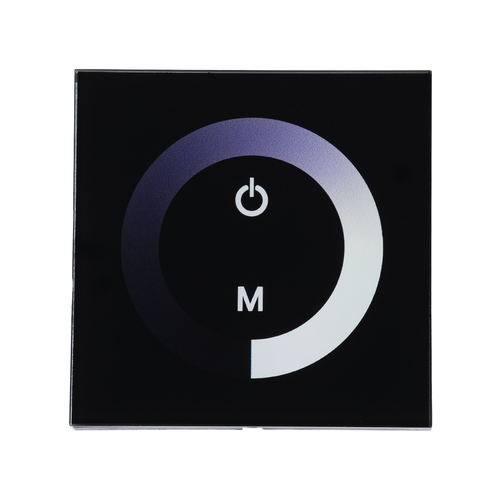 GLOBOSTAR® DIMTOUCH 73318 Dimmer Τοίχου με Touch Panel με 1 x 12A 288W Κανάλι DC 12-24V 12A 288W Max IP20 - Μ9 x Π9 x Υ3.5cm - 2 Χρόνια Εγγύηση