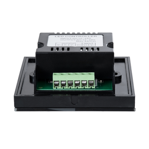 GLOBOSTAR® DIMTOUCH 73318 Dimmer Τοίχου με Touch Panel με 1 x 12A 288W Κανάλι DC 12-24V 12A 288W Max IP20 - Μ9 x Π9 x Υ3.5cm - 2 Χρόνια Εγγύηση