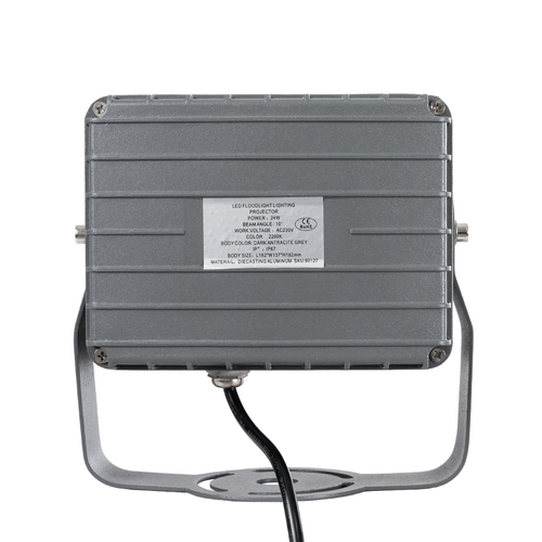 GLOBOSTAR® FLOODXENA 90127 Προβολέας Σποτ Wall Washer LED 24W 2520lm 10° AC 220-240V Αδιάβροχο IP65 Ultra Θερμό Λευκό 2200K - Bridgelux SMD Chip - Γκρι Ανθρακί - Μ18 x Π13.5 x Υ18cm - 3 Χρόνια Εγγύηση