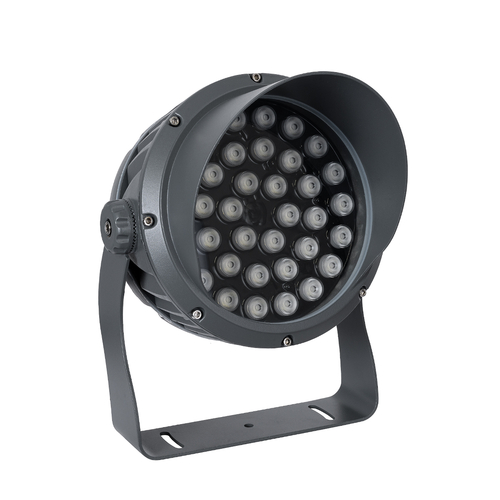 GLOBOSTAR® FLOODIMO 90745 Προβολέας Σποτ Wall Washer με Αντιθαμβωτική Γρίλια LED 54W 4320lm 10° DC 24V Αδιάβροχο IP67 Πολύχρωμο RGBW Dimmable DMX512 - Bridgelux SMD Chip - Γκρι Ανθρακί - Μ26 x Π28 x Υ35cm - 3 Χρόνια Εγγύηση