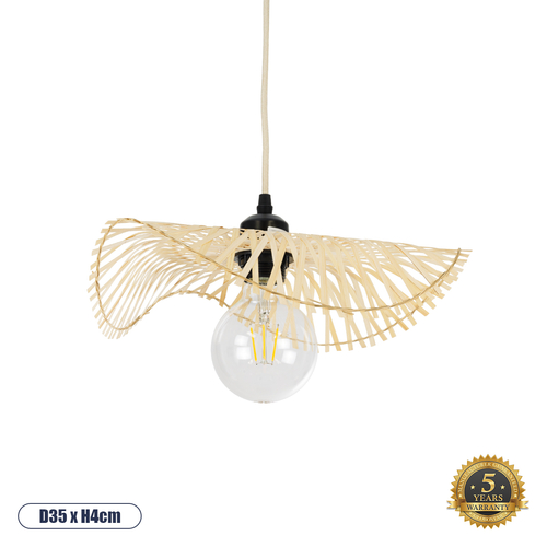GLOBOSTAR® MELEMELE 01839 Boho Κρεμαστό Φωτιστικό Οροφής με Ντουί 1 x E27 AC 220-240V IP20 - Μπεζ - Μ35 x Π35 x Υ4cm