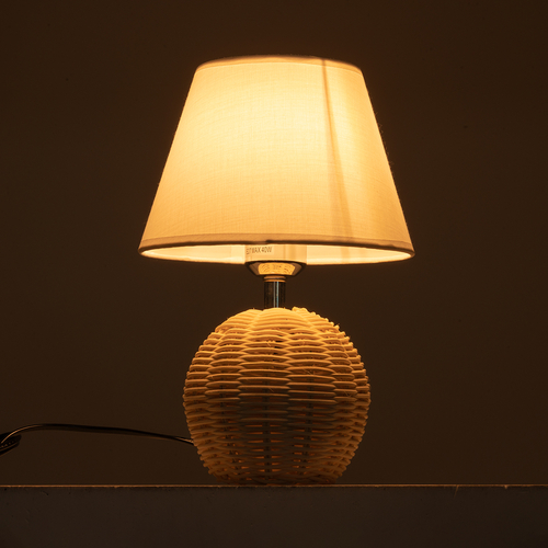 GLOBOSTAR® HASUMI 01957 Boho Επιτραπέζιο Φωτιστικό Πορτατίφ με Ντουί 1 x E27 AC 220-240V IP20 - Μπεζ & Λευκό - Μ19 x Π19 x Υ30cm