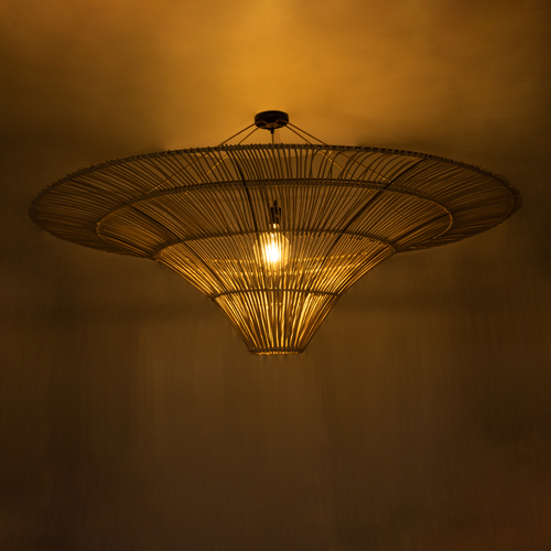 GLOBOSTAR® PALERMO 02309 Boho Φωτιστικό Οροφής με Ντουί 1 x E27 AC 220-240V IP20 - Μπεζ - Μ150 x Π150 x Υ78cm