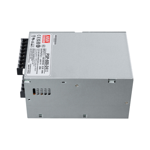 GLOBOSTAR® MEANWELL-PSP-600-24 90791 Τροφοδοτικό/Μετασχηματιστής PELV 600W 25A DC 24V IP20 - AC 220-240V σε DC 24V / Ρυθμιζόμενo από DC 20V έως DC 26.4V - Μ17 x Π12 x Υ9.3cm - 3 Χρόνια Εγγύηση