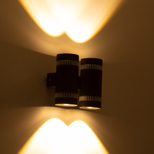 GLOBOSTAR® CANNONAL 60580 Μοντέρνο Φωτιστικό Τοίχου - Απλίκα LED 20W 2300lm 30° AC 220-240V IP20 Θερμό Λευκό 2700K - Bridgelux COB Chip & TÜV SÜD Driver - Μαύρο Ματ & Λευκό Ματ - Μ12 x Π6.5 x Υ11cm - 3 Χρόνια Εγγύηση