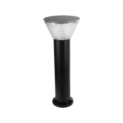 GLOBOSTAR® VEGGIE 90525 Φωτιστικό Κολωνάκι Κήπου LED 10W 330lm 120° με Ενσωματωμένο Φωτοβολταϊκό Panel 6V 2W & Επαναφορτιζόμενη Μπαταρία Li-ion 3.2V 1800mAh με Αισθητήρα Ημέρας-Νύχτας Αδιάβροχο IP65 Ψυχρό Λευκό 6000K - Γκρι Ανθρακί - Μ23 x Π23 x Υ60cm - 2 Χρόνια Εγγύηση